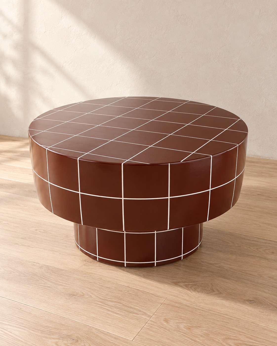 Red Tile-Effect Oval Coffee Table — hero